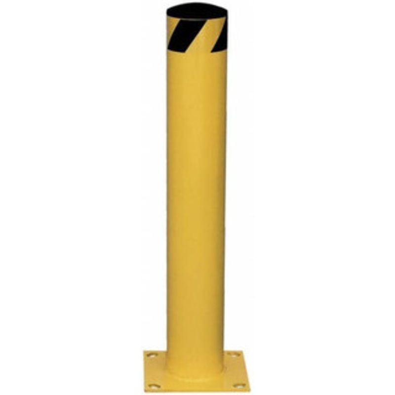 Vestil 5-1/2 Inch Diameter, 36 Inch High, Yellow Steel Bollard 8 Inch Long x 8 Inch Wide Mounting Plate, 57 Lbs. BOL-36-5.5 – 30113047