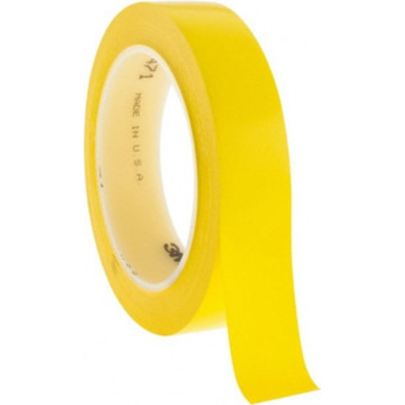 3M 1 x 108 ft. Vinyl Floor & Egress Tape 5.2 mil, Yellow, Solid Color, General Traffic 7000047468 – 00269241