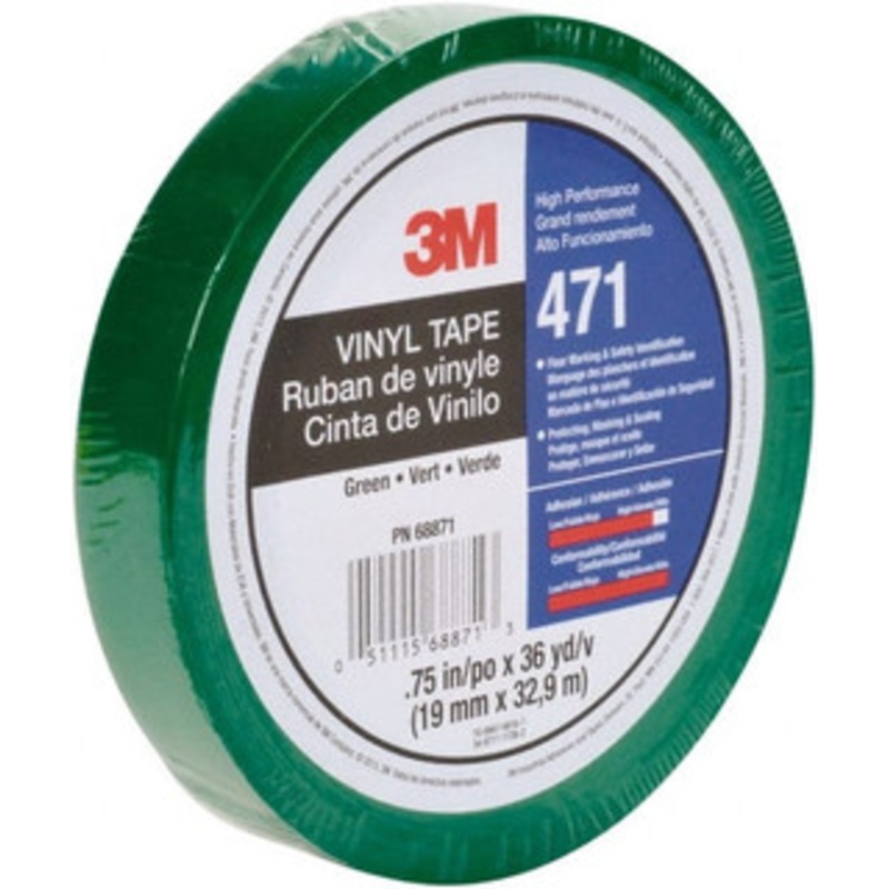 3M 3/4 x 108 ft. Vinyl Floor & Egress Tape 5.2 mil, Green, Solid Color, General Traffic 7010302436 – 52668407