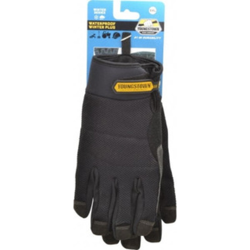 Youngstown Glove Size 2XL (11) Synthetic Suede Cold Protection & Waterproof Work Gloves For Mechanics & Lifting, Uncoated, Hook & Loop Cuff, Full Fingered, Black, Paired 03-3450-80-XXL – 75994590
