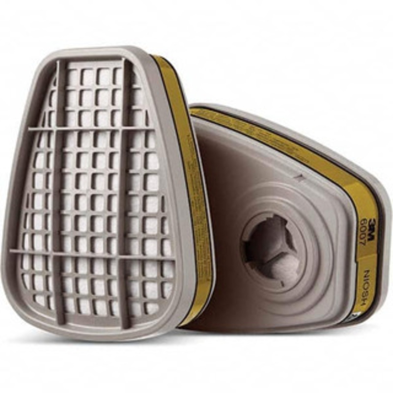 3M Half & Full Facepiece Cartridges & Filters, Type: Cartridge, NIOSH Filter Rating: No Rating, Protection Type: Acid Gas, Mercury Vapor, Organic Vapor, Color Code: Olive, Manufacturers Series: 6007 7100198706 – 18978916