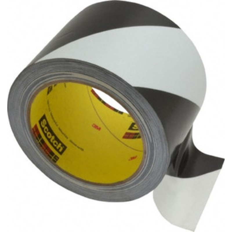 3M 3 Vinyl Floor & Egress Tape 5.4 mil, Black & White, Striped, General Traffic 7000123282 – 02999761