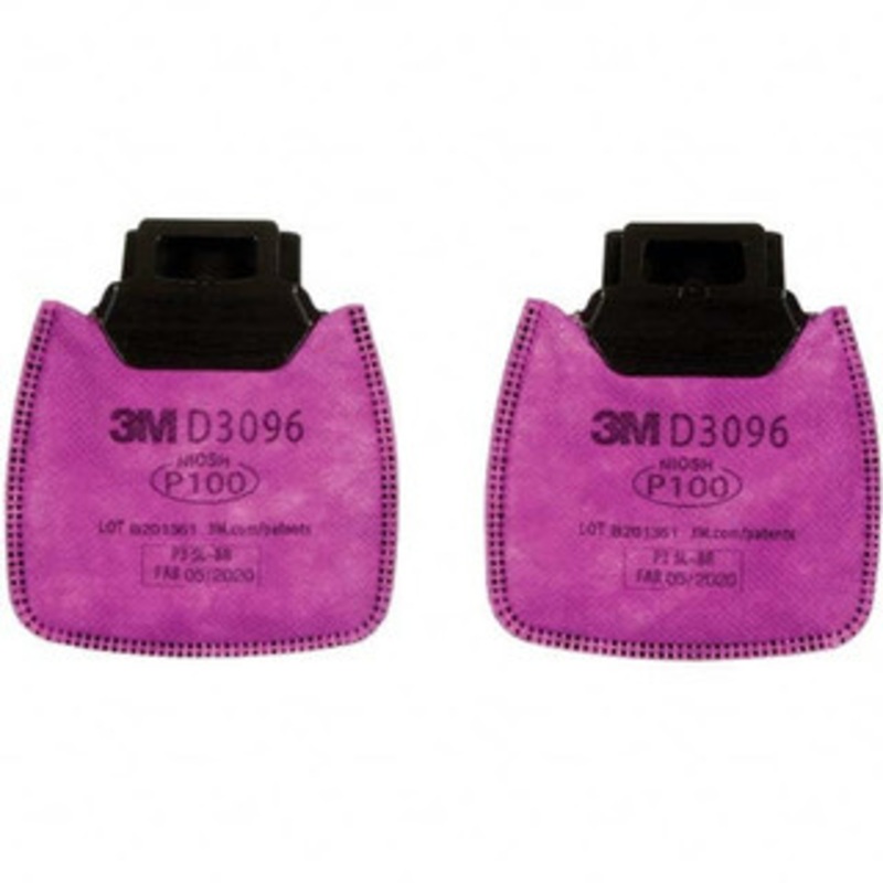 3M Half & Full Facepiece Cartridges & Filters, Type: Filter, NIOSH Filter Rating: P100, Protection Type: Acid Gas, P100 Filter Cartridge, Particulates, Color Code: Magenta, Manufacturers Series: D3096 7100213425 – 18978759