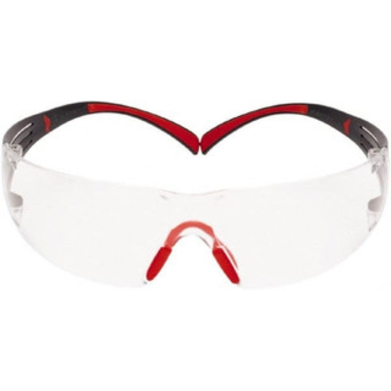 3M Clear Lenses, Frameless Safety Glasses Anti-Fog, Red, Gray Frame, Size Universal, Wrap Around 7100158218 – 46722229