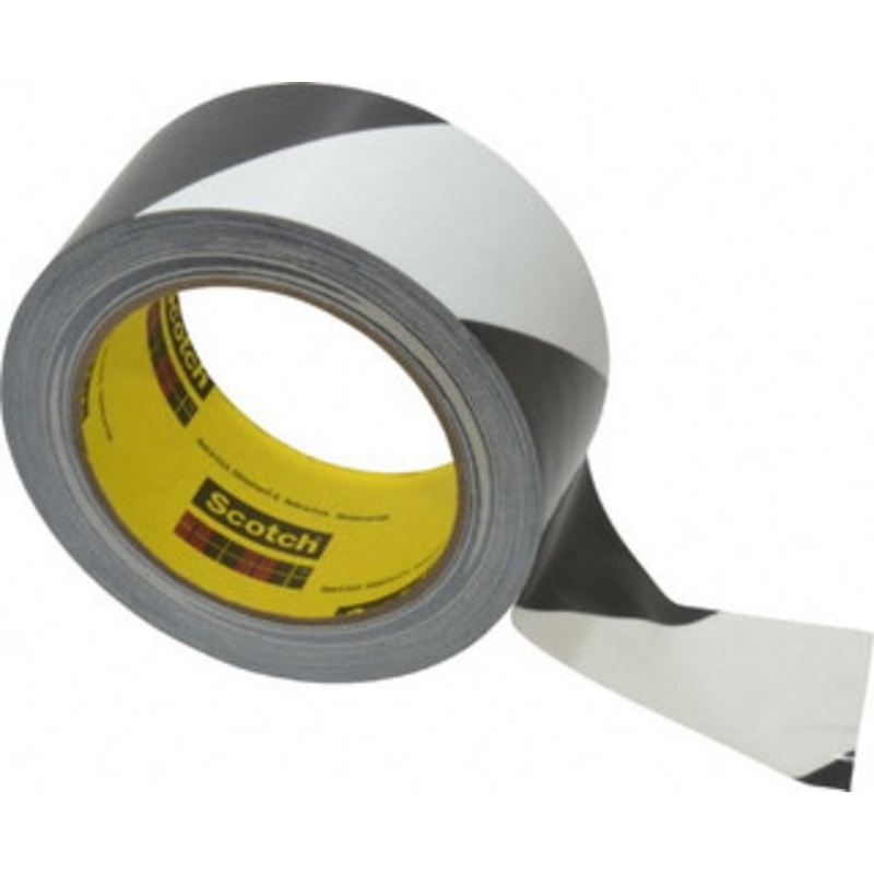 3M 2 x 108 ft. Vinyl Floor & Egress Tape 5.4 mil, Black & White, Striped, General Traffic 7000048413 – 82716275