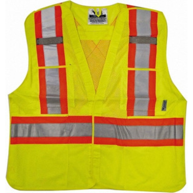 Viking Outerwear Size L/XL Lime Mesh Breakaway High Visibility Vest 43 to 47 Chest, Polyester, Hook & Loop Closure, 4 Pockets, ANSI 107-2010 Class 2, Level 2 U6125G-L/XL – 30617286