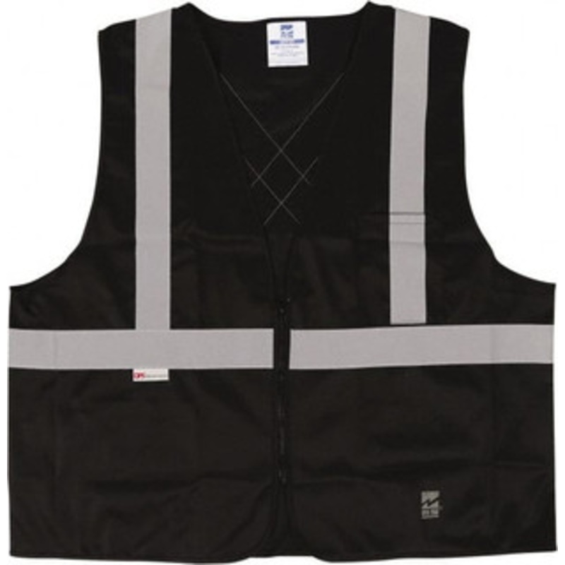 Viking Outerwear Size S/M Black Solid Public Safety High Visibility Vest 37 to 39 Chest, Polyester, Zipper Closure, 2 Pockets, ANSI 107-2015 Type R Class 2 U6109BK-S/M – 30955421