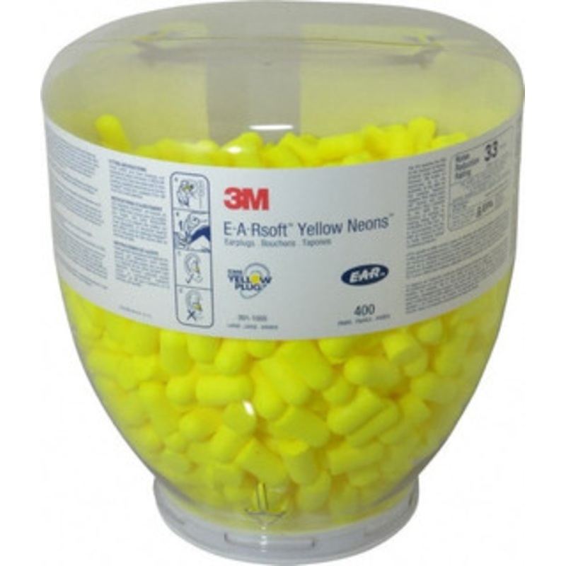 3M 400 Pairs One Touch Disposable Earplug Refill with 33 dB Earplugs Yellow Earplugs, 400 Pairs 7100001858 – 02948602