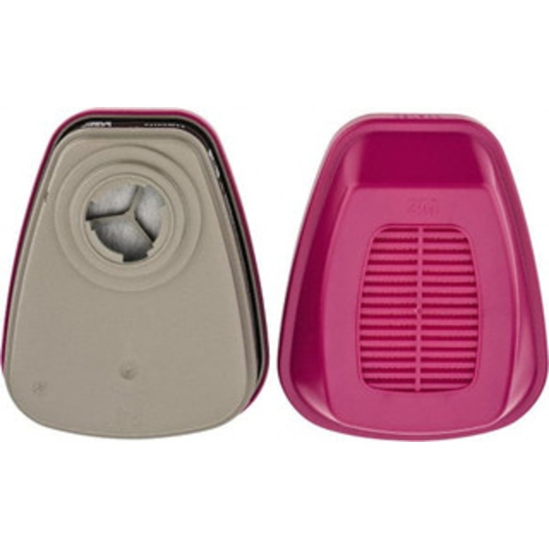 3M 2 Qty 1 Pack Magenta & Black P100 Cartridge & Filter Combination Series 6000, Protects Against Organic Vapor 7000029639 – 00324525