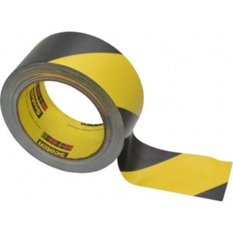 3M 2 x 108 ft. Vinyl Floor & Egress Tape 5.4 mil, Black & Yellow, Striped, General Traffic 7000017005 – 65225898