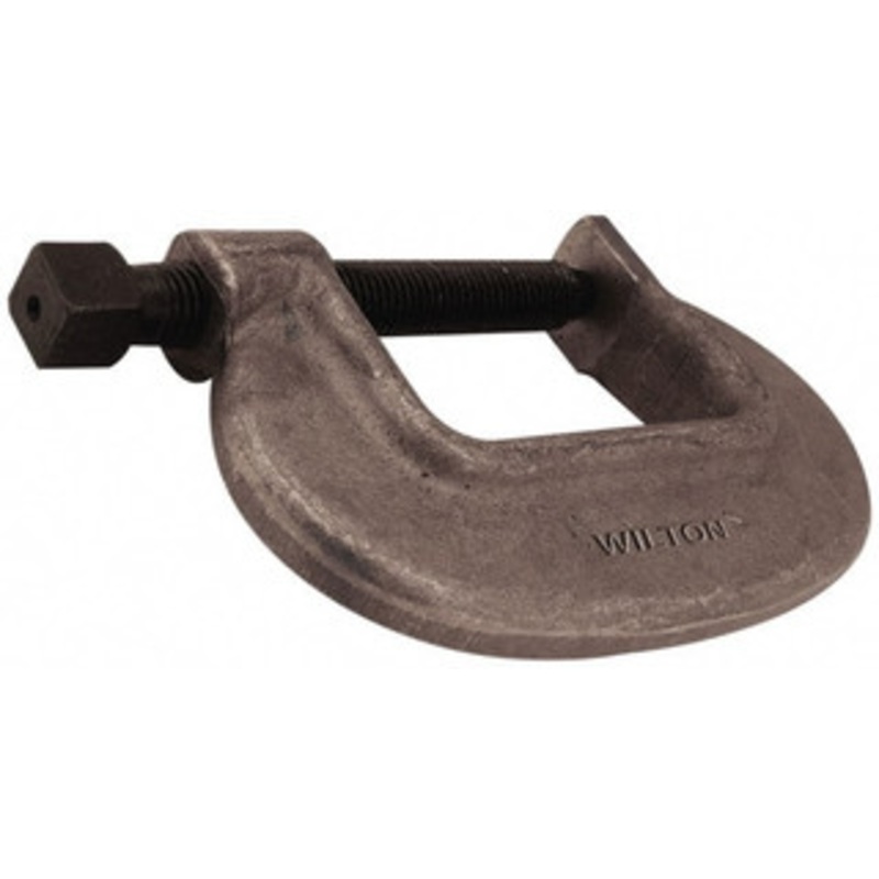 Wilton Extra Heavy-Duty 5-1/4 Max Opening, 3-1/8 Throat Depth, Forged Steel Standard C-Clamp 23,800 Lb Capacity, 0 Min Opening, Standard Throat Depth, Cold Drawn Steel Screw 14563 – 88426168