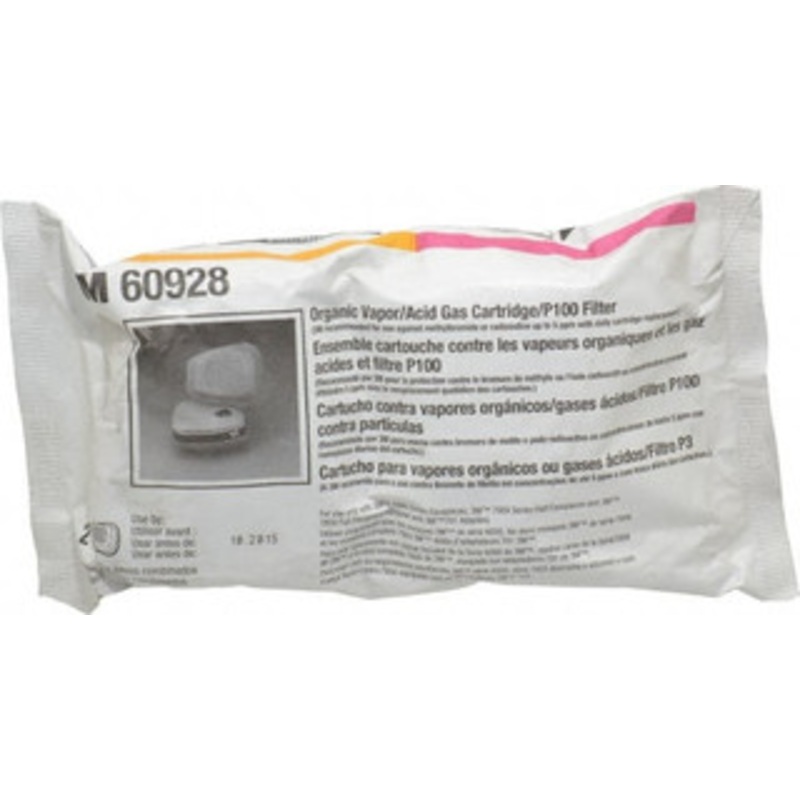 3M 2 Qty 1 Pack Yellow & Magenta P100 Cartridge & Filter Combination Series 6000, Protects Against Acid Gas, Organic Vapor 7000002009 – 71855266