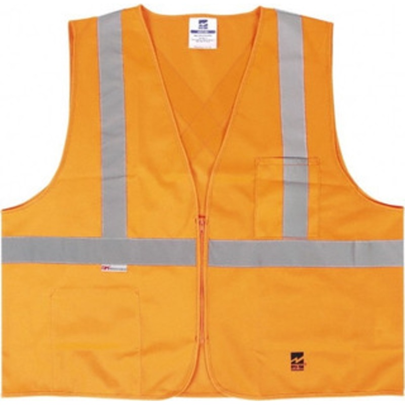 Viking Outerwear Size L/XL Orange Solid Public Safety High Visibility Vest 43 to 46 Chest, Polyester, Zipper Closure, 2 Pockets, ANSI 107-2015 Type R Class 2 U6109O-L/XL – 30955579