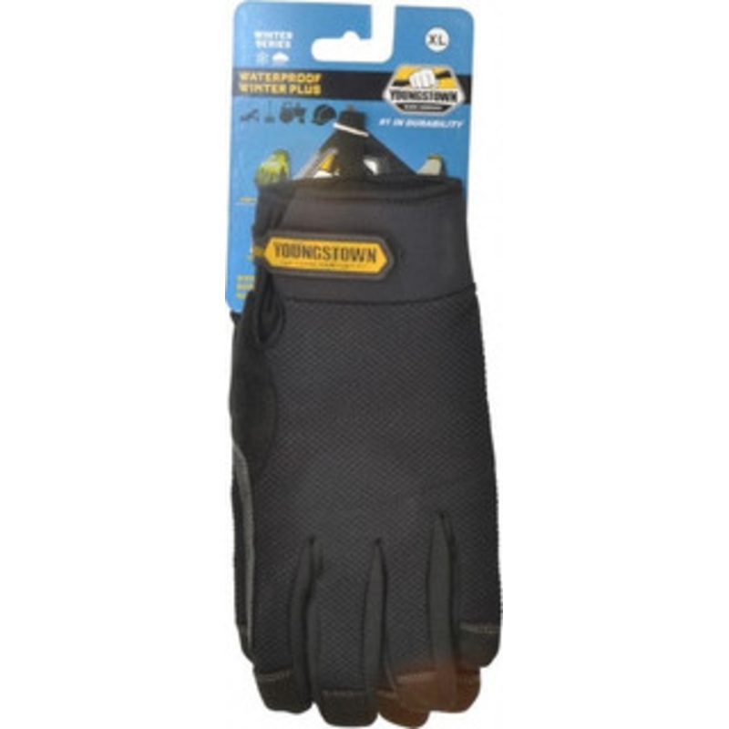 Youngstown Glove Size XL (10) Synthetic Suede Cold Protection & Waterproof Work Gloves For Mechanics & Lifting, Uncoated, Hook & Loop Cuff, Full Fingered, Black, Paired 03-3450-80-XL – 75994582