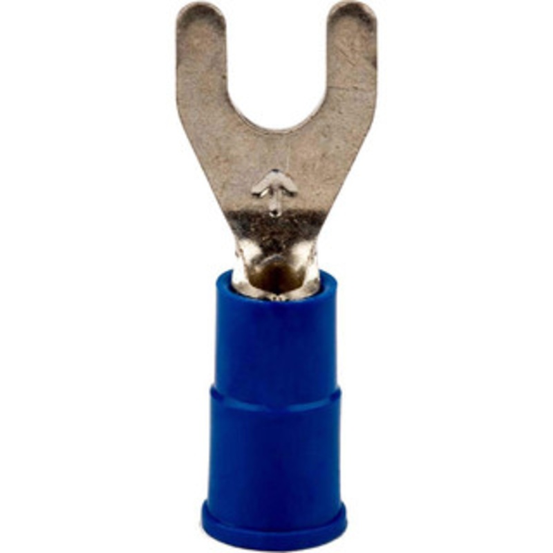 3M #10 Stud, 16 to 14 AWG Compatible, Partially Insulated, Crimp Connection, Standard Fork Terminal 0.3 Fork Width, Vinyl Insulation, Blue, 0.85 OAL, 0.03 Thick, Copper Contacts 7010397392 – 77675684