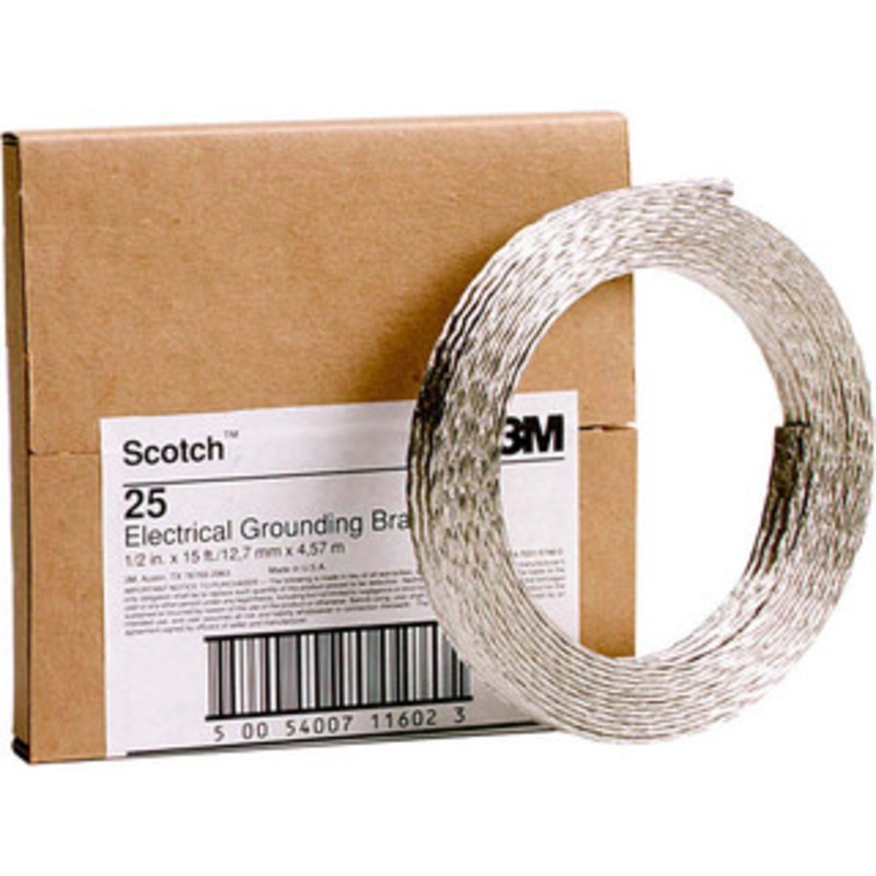 3M 25 AWG, 1/2 Inch Diameter, 15 Ft., Braid, Grounding Wire Copper 7100011690 – 05228580