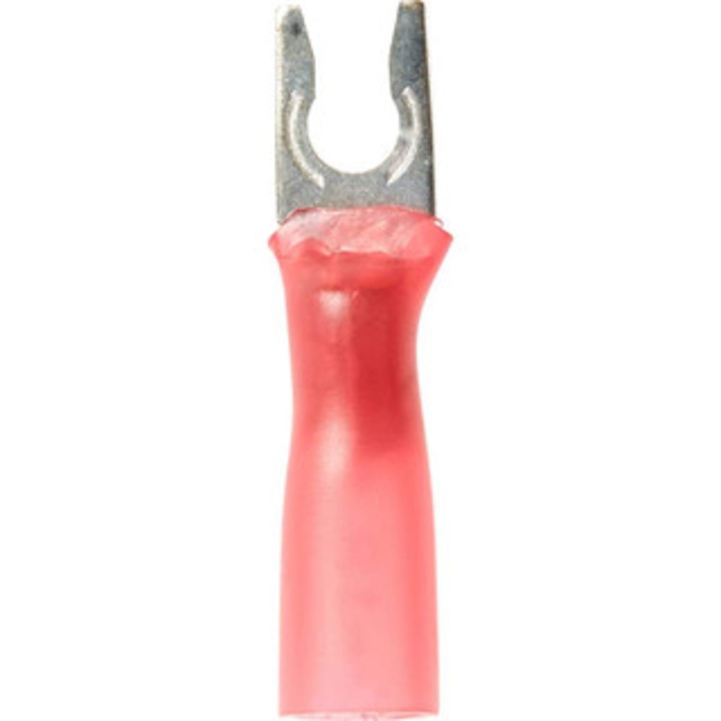 3M #6 Stud, 22 to 16 AWG Compatible, Partially Insulated, Crimp Connection, Locking Fork Terminal 1/4 Fork Width, Heat Shrink Insulation, Red, 1. OAL, 0.03 Thick 7000133394 – 73125932