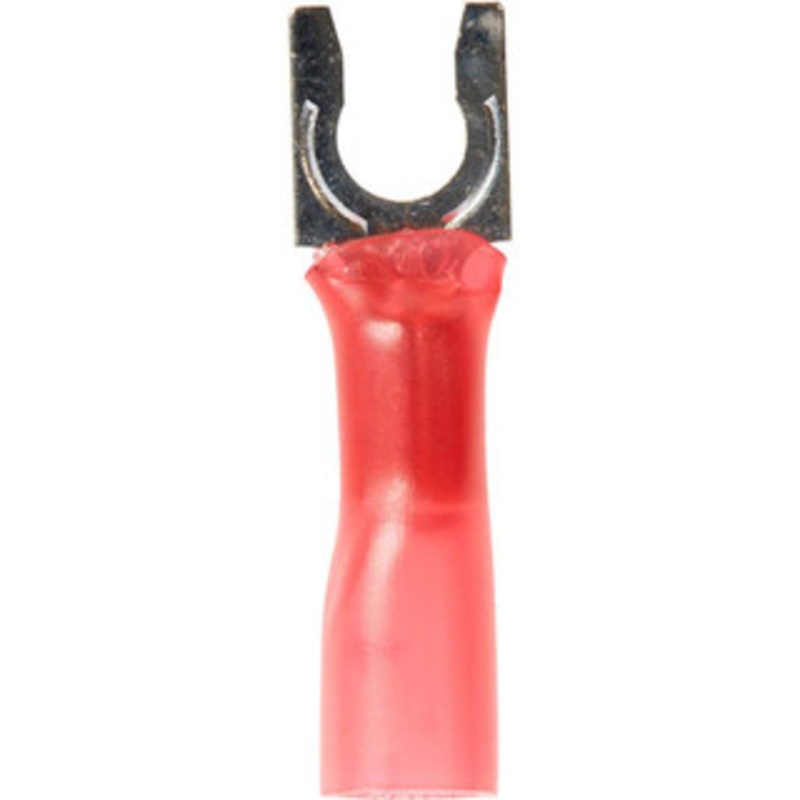 3M #8 Stud, 22 to 16 AWG Compatible, Partially Insulated, Crimp Connection, Locking Fork Terminal Heat Shrink Insulation, Red, 1. OAL, 0.03 Thick 7010398254 – 73125940