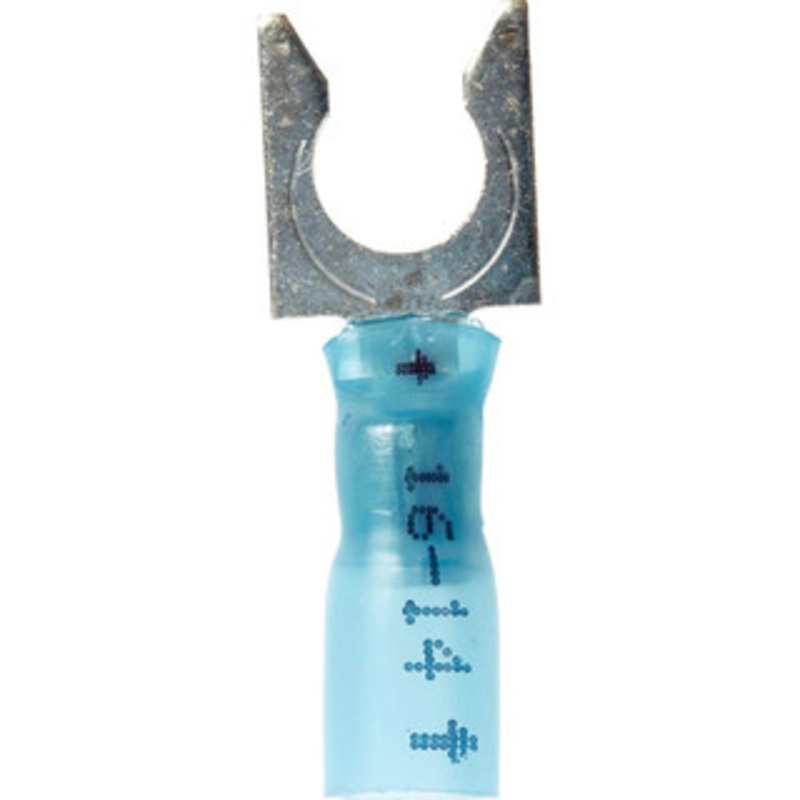 3M 1/4 Stud, 16 to 14 AWG Compatible, Partially Insulated, Crimp Connection, Locking Fork Terminal 0.43 Fork Width, Heat Shrink Insulation, Blue, 1.1 OAL, 0.03 Thick 7010304204 – 73125999