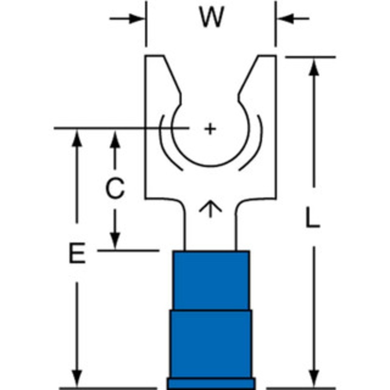 3M 1/4 Stud, 16 to 14 AWG Compatible, Partially Insulated, Crimp Connection, Locking Fork Terminal Nylon Insulation, Blue 7010304079 – 88091152