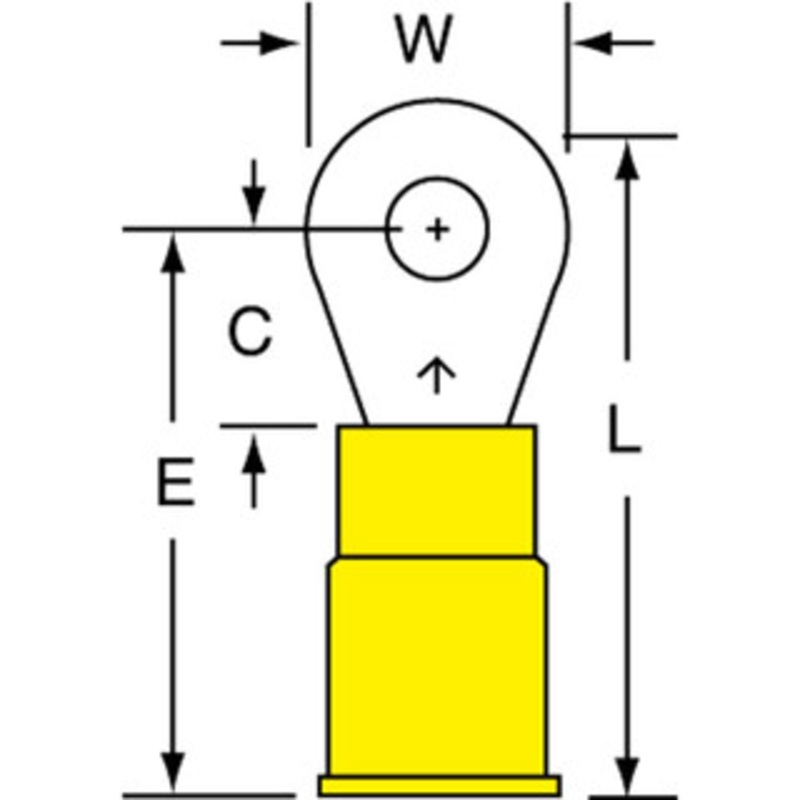 3M 12-10 AWG Partially Insulated Crimp Connection Circular Ring Terminal #6 Stud, Copper Contact 7010397384 – 88093893