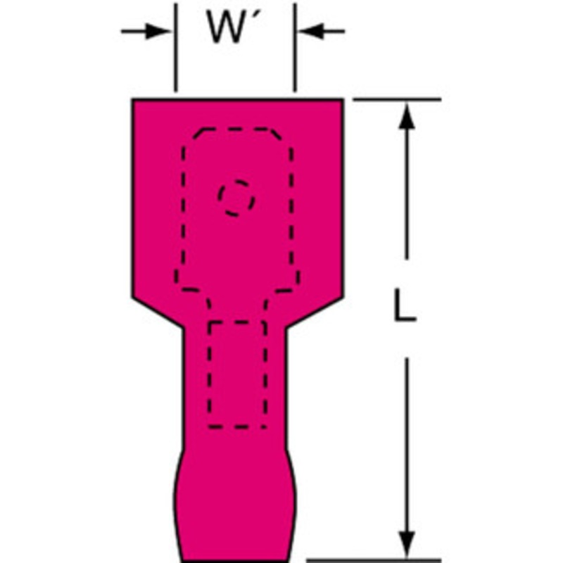 3M 22 to 18 AWG Partially Insulated Male Wire Disconnect 1/4 Tab, Red, RoHS 2011/65/EU Compliant 7010397404 – 88013891