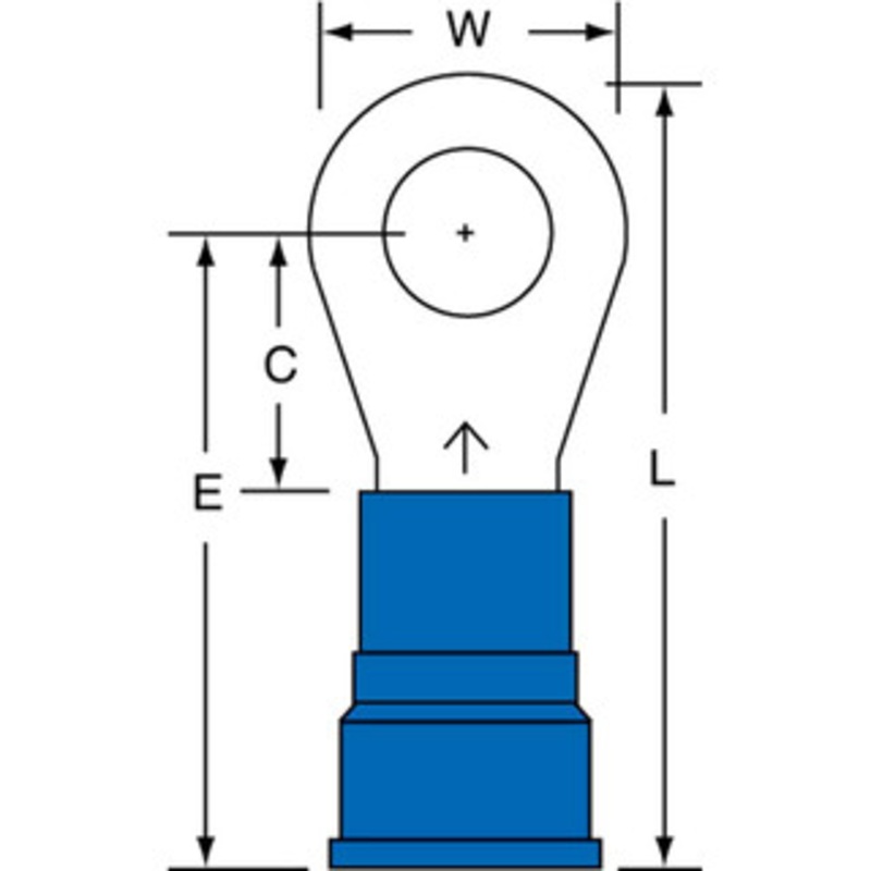 3M 6-6 AWG Partially Insulated Crimp Connection Circular Ring Terminal 5/16 Stud, Copper Contact 7010293633 – 88009857
