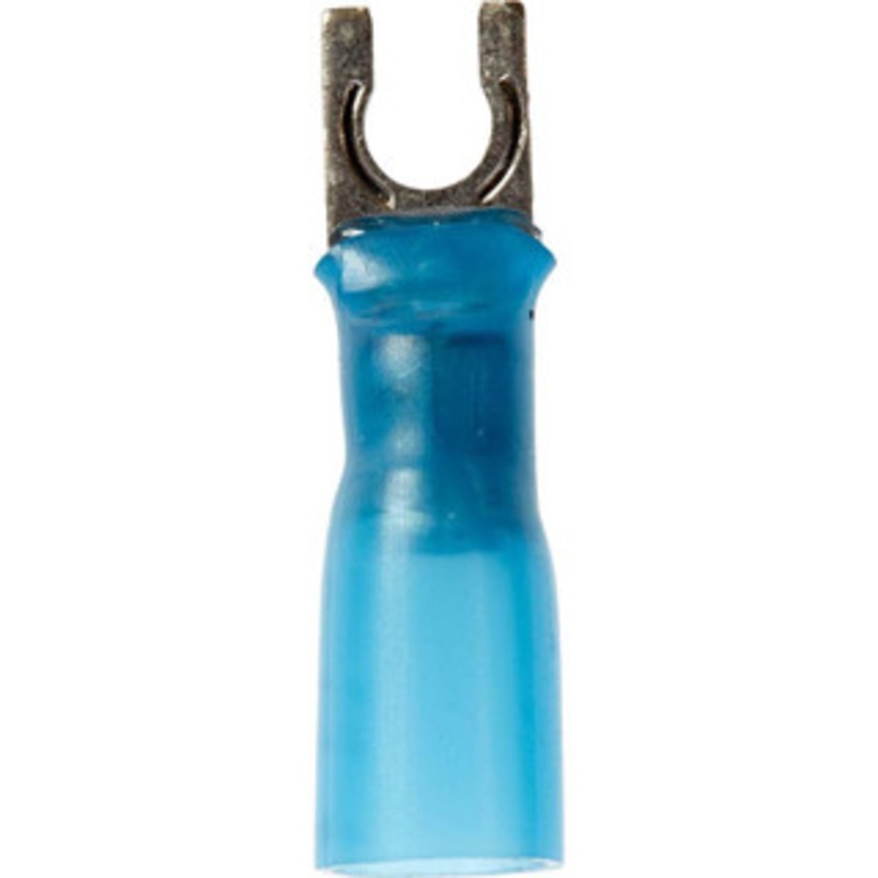 3M #6 Stud, 16 to 14 AWG Compatible, Partially Insulated, Crimp Connection, Locking Fork Terminal 1/4 Fork Width, Heat Shrink Insulation, Blue, 1. OAL, 0.03 Thick 7010398211 – 73125965