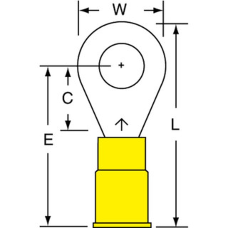 3M 12-10 AWG Partially Insulated Crimp Connection Circular Ring Terminal 1/4 Stud, Copper Contact 7010349242 – 88093810