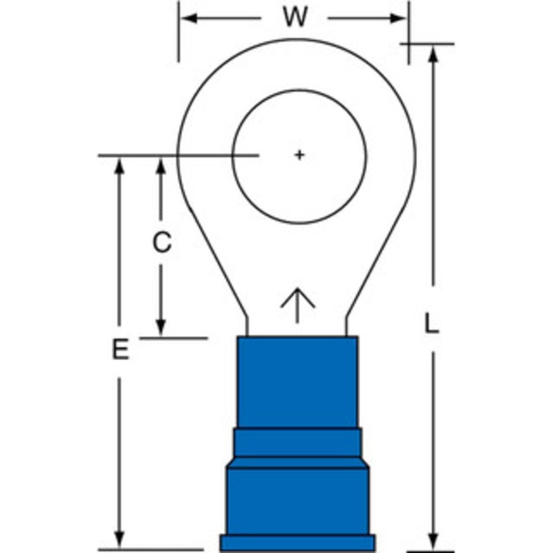 3M 6-6 AWG Partially Insulated Crimp Connection Circular Ring Terminal 1/2 Stud, Copper Contact 7010349247 – 88009840