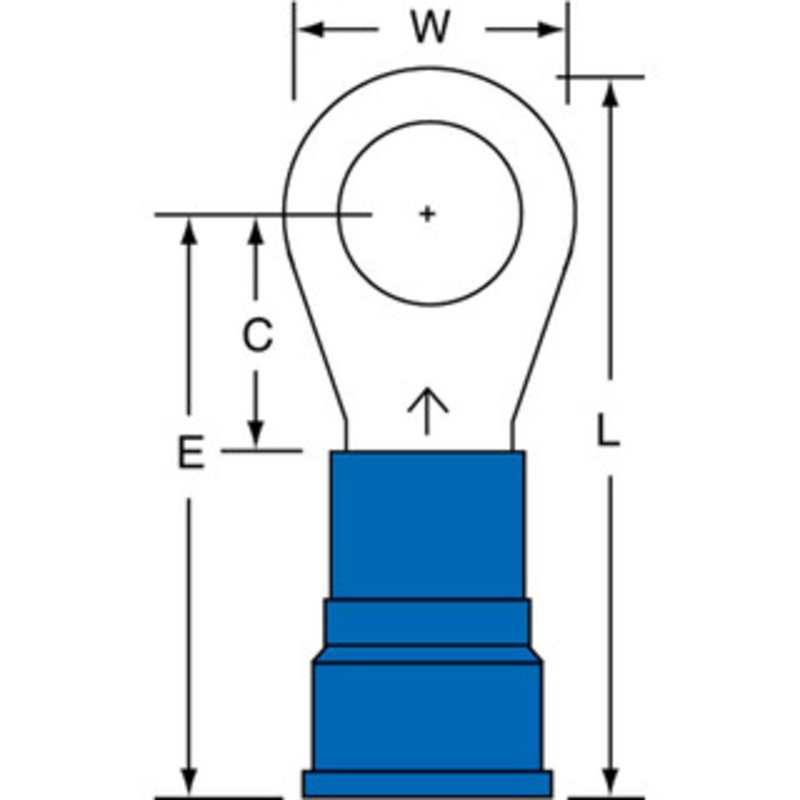 3M 6 AWG Partially Insulated Crimp Connection Circular Ring Terminal 3/8 Stud, Copper Contact 7010397388 – 88009832