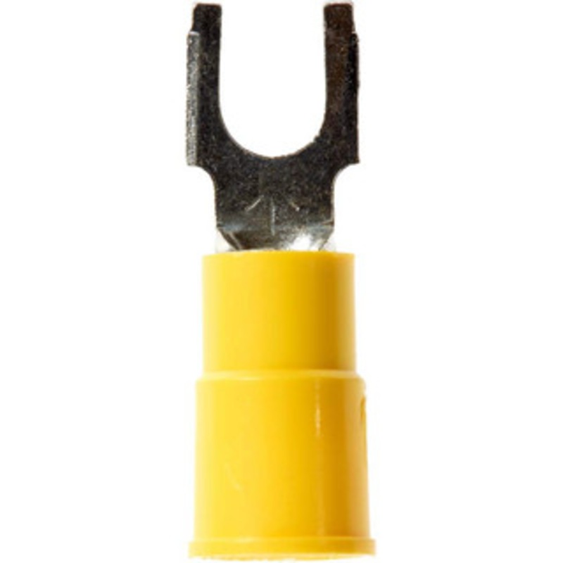 3M #6 Stud, 12 to 10 AWG Compatible, Partially Insulated, Crimp Connection, Standard Fork Terminal Vinyl Insulation, Yellow 7010400879 – 77675635