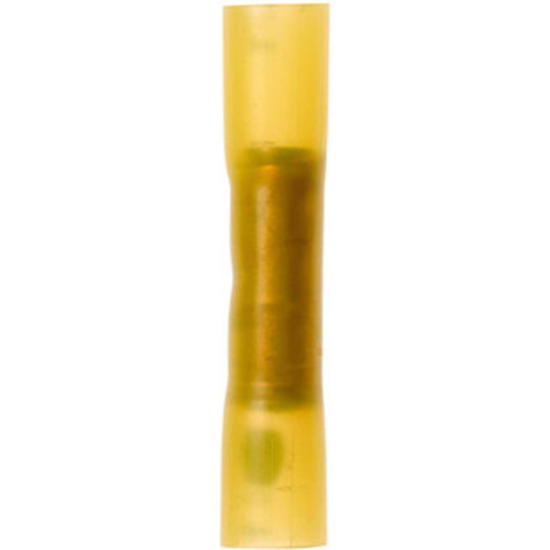 3M 12 to 10 AWG Compatible, Heat Shrink & Nylon Fully Insulated, Crimp-On Butt Splice Terminal 2 Wire Entries, 1-1/2 OAL, Yellow 7000031843 – 73126112
