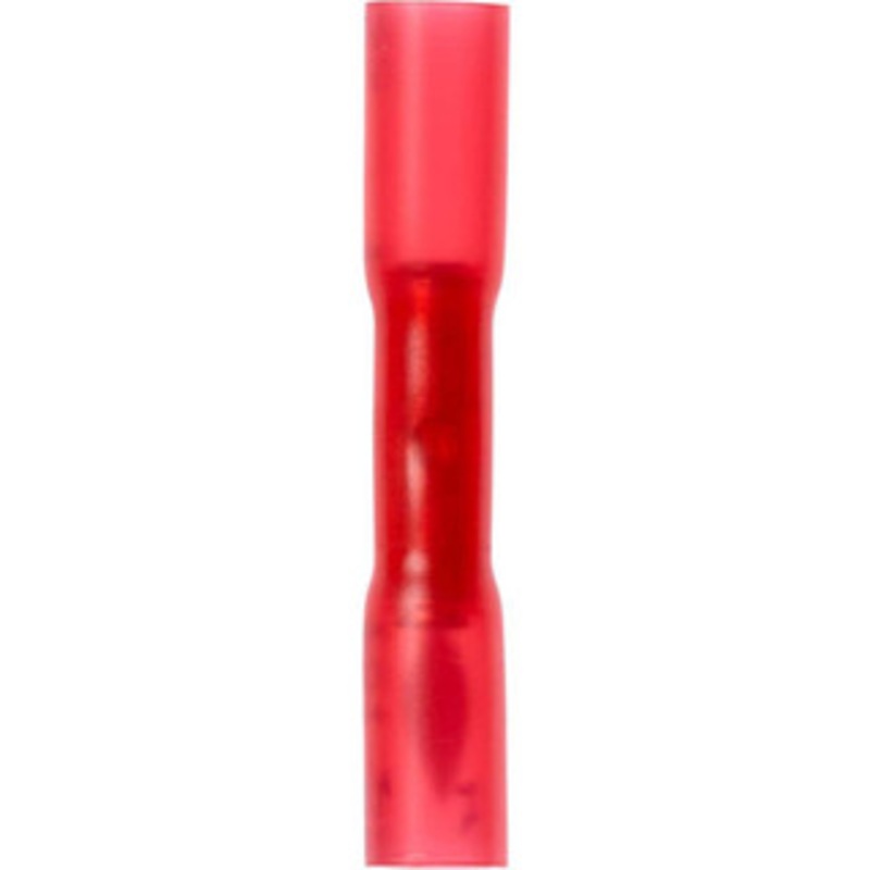 3M 22 to 18 AWG Compatible, Heat Shrink Fully Insulated, Crimp-On Butt Splice Terminal 2 Wire Entries, 1.2 OAL, Red 7000031842 – 73126096