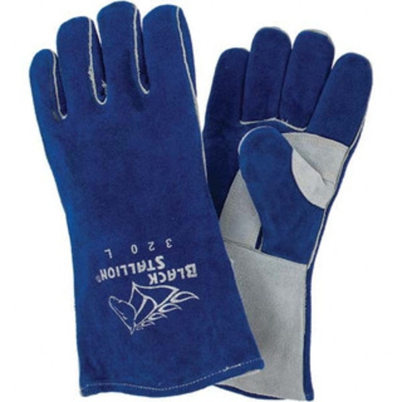 Value Collection Size L Cushion Core Lined Cowhide Welding Glove Slip-On Cuff, Wing Thumb, Bright Blue & Gray, Paired BD-KP151625 – 53608477