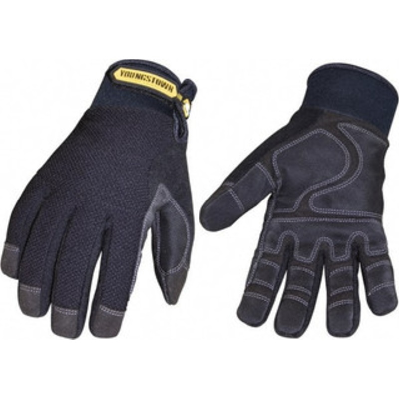 Youngstown Glove Size L (9) Synthetic Suede Cold Protection & Waterproof Work Gloves For Mechanics & Lifting, Uncoated, Hook & Loop Cuff, Full Fingered, Black, Paired 03-3450-80-L – 75994558