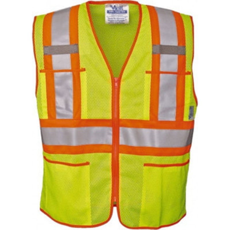 Viking Outerwear Size S Lime Mesh Public Safety High Visibility Vest 37 Chest, Polyester, Zipper Closure, 4 Pockets, ANSI 107-2010 Class 2, Level 2 U6112G-S – 30617377