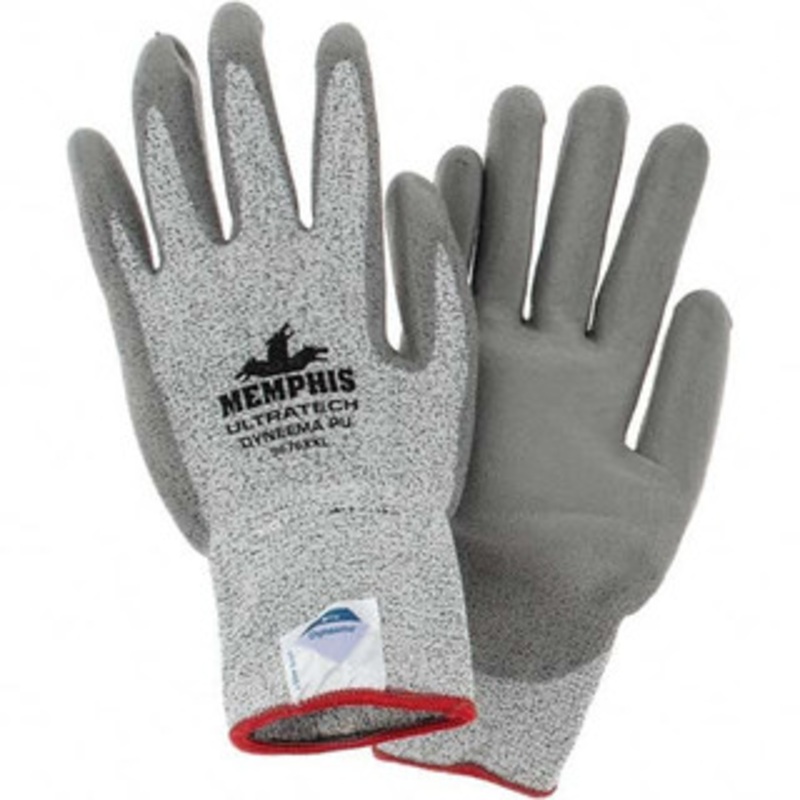Value Collection Size 2XL Polyurethane Work Gloves Palm Coated, Knit Wrist Cuff, Gray, Paired BD-MEM9676XXL – 53602751