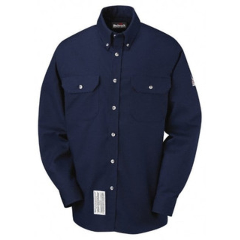 VF Imagewear Size L Navy Blue Flame Resistant/Retardant Long Sleeve Button Down Shirt 55-3/8 Chest, 2 Pockets, Excel FR ComforTouch SLU2NV-RG-L – 76008044