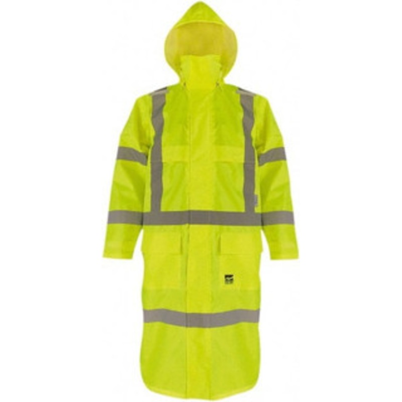 Viking Outerwear Size XL Hi-Viz Lime High Visibility Coat 2 Pockets, 47 Chest, 150D Ripstop Polyester with PU Coating, Detachable Hood, Zipper with Hook & Loop Closure, Double Stitched, Taped & Heat Sealed Seams D6323LCG-XL – 30956197